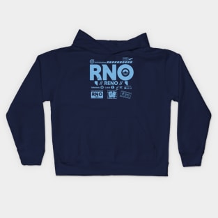 Vintage Reno RNO Airport Code Travel Day Retro Travel Tag Nevada Kids Hoodie